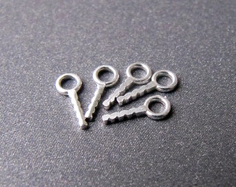 Silver bails • 10pcs / 50pcs • SMALL • 2.50mm Ring • 0.60mm 22ga x 4mm Post • Solid sterling silver 925 • Settings for half drilled gemstone