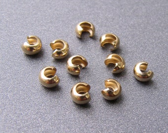 14 kt gouden kapje voor knijpkralen • 3 mm • Massief 14 karaat geelgoud • Rond glanzend • Sieradenbeslag oprijgen • Sieradenbenodigdheden voor kralen