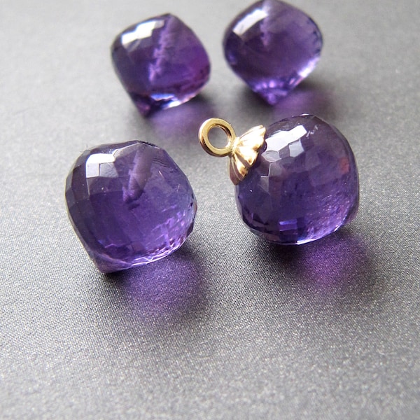 Half Drilled Amethyst Onion Drops • 1 pair • Half drilled • AA++ Micro Faceted Briolettes • GREAT VALUE • Natural • Purple • Use 0.80mm peg