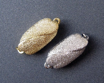Stardust Wave Box Clasp • Gold Vermeil / Rose / Silver • 16x8mm • Oval Bean Abstract Designer Clasp for Pearl Gemstone Necklace • Sparkling