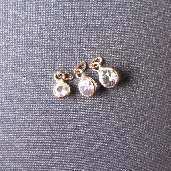 White Sapphire 14k Gold Charm • 2.50 / 3 / 3.50mm SMALL Charms • TINY 1.30x2.30mm Ring With 1x1.75mm Hole • Looks like Diamond