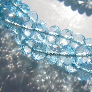 Blue topaz rondelles • 4.75-6.50mm • AAA+ micro faceted • Vivid sky blue • Genuine natural gemstone • December birthstone