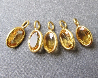 18k Gold Citrine Charm • 6x4mm Oval • Natural Gemstone • Solid 18 Carat Gold • 3mm Ring 1.75mm Hole • Tariff Free Delivery to USA