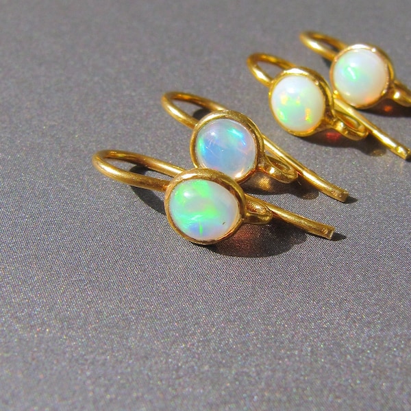 Ethiopian Opal Ear Wires • Gold Vermeil Sterling silver • 5mm Opals • Open Loop • Natural Gemstone