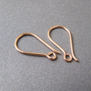 14k Rose Gold Ear Wires • 21ga 0.80mm Sturdy Wire • 16mm • Solid 14 Carat Pink Gold • Hooks Findings for Handmade Earrings