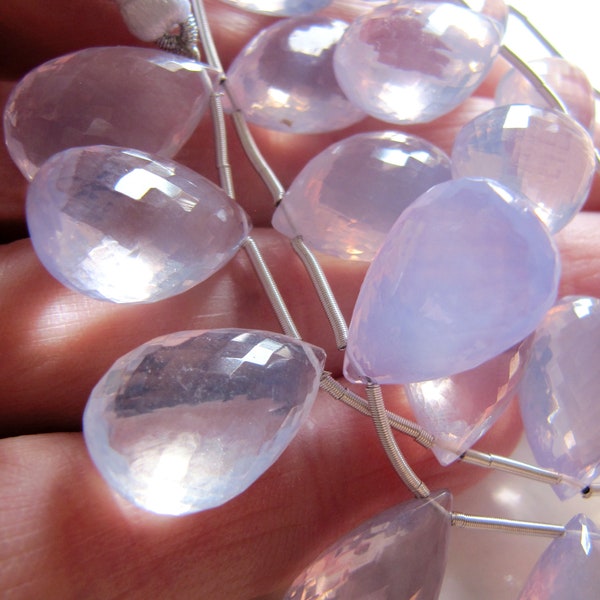 Lavender quartz flat pears • 19x12mm Huge size • Pairs available • AAA+ Selected beads micro faceted • Natural gemstone • Pastel pale lilac 