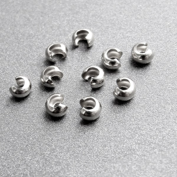 Silver Crimp Bead Cover • 3mm • Sterling Silver 925 • Stringing Beading Jewellery Findings