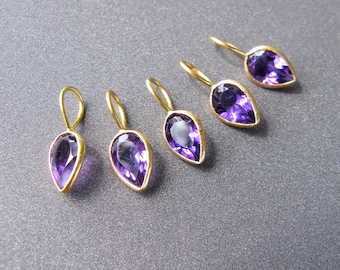 18k Gold Amethyst Tear Drop Charm • 5x3.50mm Eyelet with 3.75x2.50mm Hole • 6x4mm Natural gemstone • Solid 18 Carat Gold