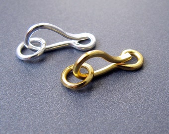 Silver Vermeil Plain Hook clasp • 19mm total length • 15x7mm hook • 6mm ring • 18k Gold Vermeil • DIY Jewellery Beading Supplies
