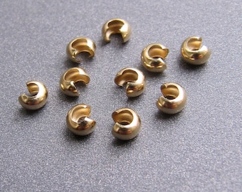 Gold Filled Crimp Bead Cover • 3mm / 4mm • Stringing Beading Jewellery findings