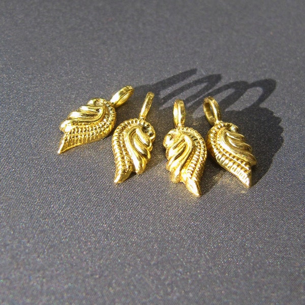 18k Gold Angel Wing Charm • 7x4mm Motif • 3mm Ring / 2mm Hole • Solid 18 Carat Gold • Handmade