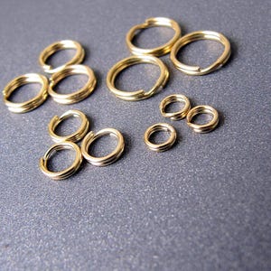 14k Gold Split Ring • 3.5mm 5mm 6.5mm 8mm • 14 Carat Solid Yellow Gold • Charm Holder Pendant Bail Connector • Jewellery Making Supplies