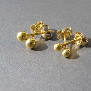 18k Gold Ball Ohrstecker (1 oder 2) • 3 mm / 4 mm • Echtes 18 Karat Gold • Reibung Schmetterlingsverschluss • Minimalistische Punkt runde Ohrstecker • Warmes Gelb