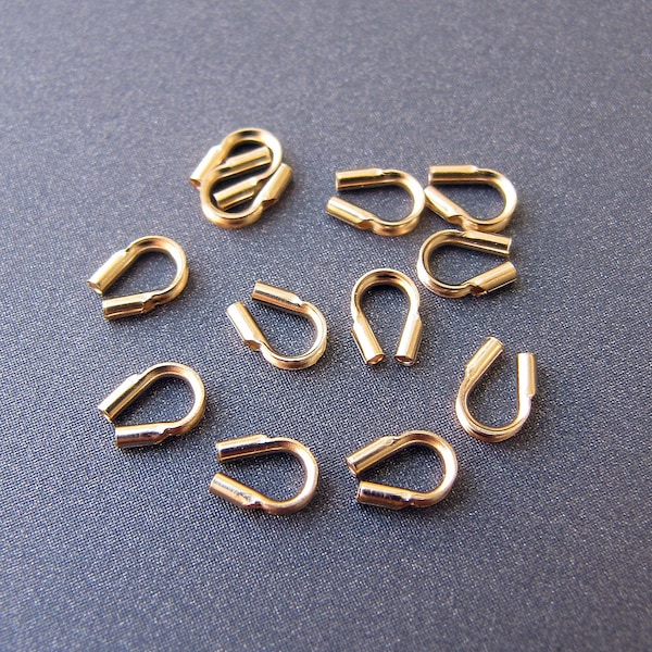 14k Gold Drahtschutz • 0,5mm Löcher • Massives 14 Karat Gelbgold • Schnur-Seiden-Endschutz Perlenspitze • Schmuckzubehör zum Auffädeln