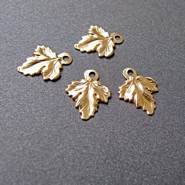 14k Gold Maple Leaf Charm • 7.50x9.50mm • 2mm Ring / 1.20mm Hole • Solid 14 Carat Gold