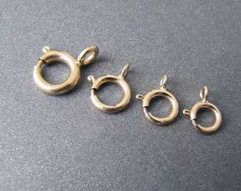 10k Gold Spring Ring Clasp • 5 / 5.50 / 5.90 / 7 / 8mm • Open / Closed Eyelet • Solid 10 Carat Yellow Gold 375