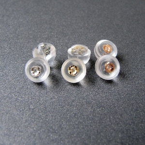 14K Yellow /Rose / White Gold Silicon Earring Backs 6mm For 0.5-0.85mm Posts Replacement Friction Ear Nuts for Stud Studs Earrings image 1