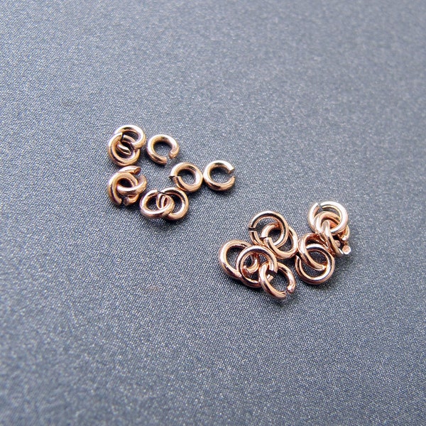 14k Rose Gold Jump Ring • Open / Closed • 2.5mm 3mm 3.50mm 5mm 6mm • 14 Carat Solid Pink Gold • Charm Holder Pendant Bail Connector Link