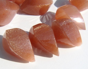 Pink Moonstone Half Drilled Acorn Drops • 1 PAIR • 18x12mm • AA+ Microfaceted • Natural Gemstone