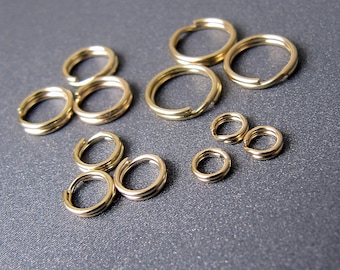 14k gold split rings • 3.5mm 5mm 6.5mm 8mm • 14 carat solid yellow gold ring • Charm pendant Bail connector • Jewellery making supplies