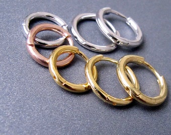 Sterling Silber Creolen • 11mm 13mm 18mm 20mm 22mm • 1,6mm / 2mm breit • Gelb / Roségold Vermeil / Rhodium • Huggie Huggies Creolen