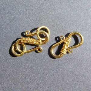 Gold S Clasp, Gold Necklace Clasps, Gold S Hook Clasp, Bracelet Findings,  Gold Plated Toggle, Necklace Clasp, S Clasp, 2 pc