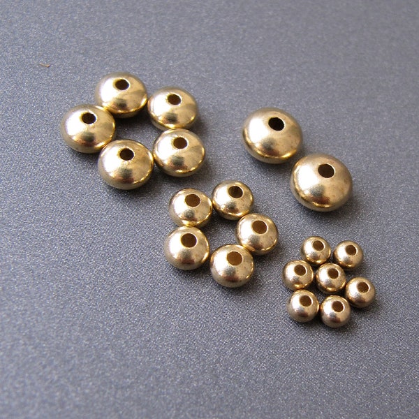 14k Gold Chubby Rondelles • 3.1 / 4.4 / 5.6 / 6.8 mm • Medium Weight / Safe for Bracelets • Solid 14 Carat Gold