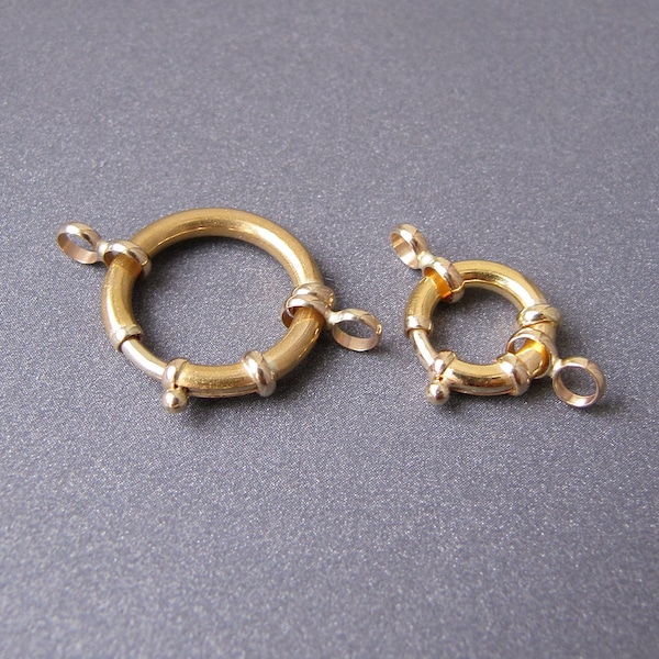 14k Gold Clasp • 14x2mm 12x2mm 10x2mm 8x2mm Jumbo Spring Ring • Solid 14 carat Yellow gold • Stamped 585 • Sailor clasp