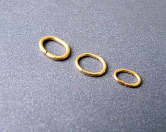 14k Gold Oval Open Jump Ring • 3x4 / 4x6mm • CHOOSE SIZE • Solid Real 14 Carat Gold • Rich Warm Yellow Colour • Connector Bail Link