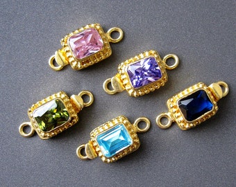 Gemstone Box Clasp • Gold Vermeil Sterling Silver Clasp • Swiss