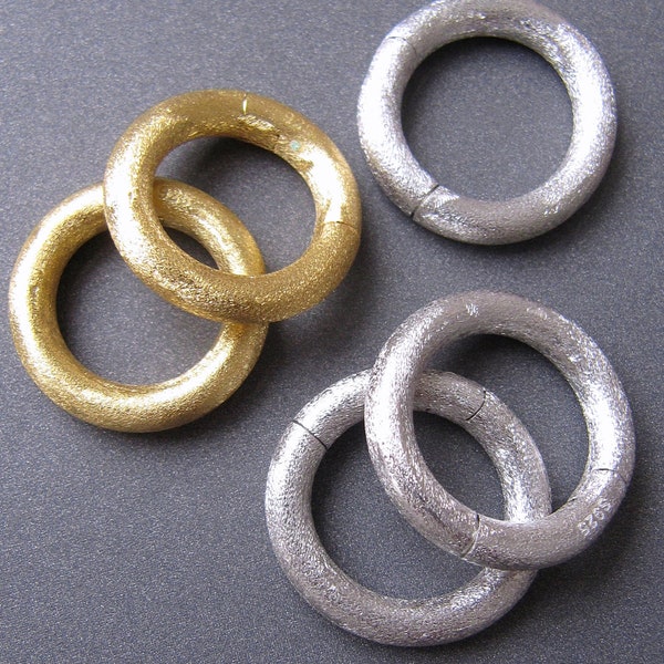 Silver Ring Clasp • 20-21mm • Brushed • Silver / Yellow / Rose Gold Vermeil • Fancy Large Big Link Connector Component