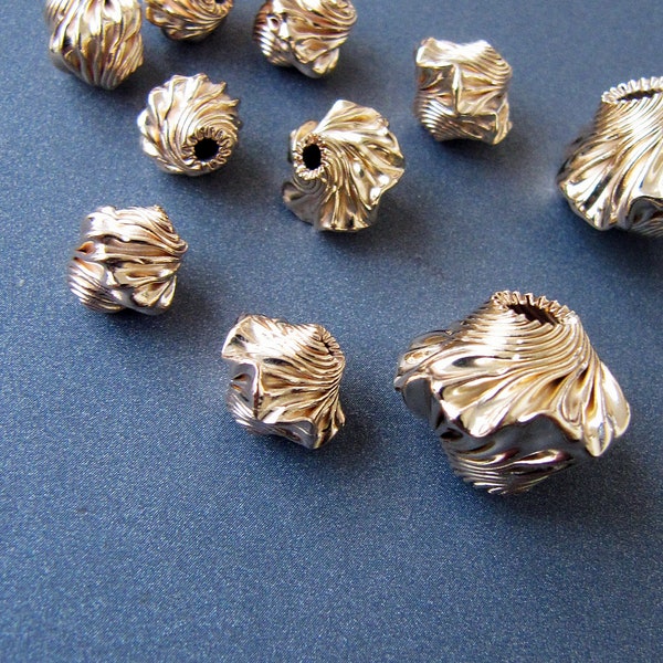 Gold filled bead • 8mm 10.50mm 16.25mm • Gorgeous • Fancy Corrugated Twisted Rondelles beads • Modern contemporary design