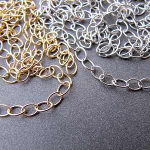 14k gold Chain Extender • Solid 14 carat Yellow White Rose gold • By the inch • Cable chain 2.2mm link