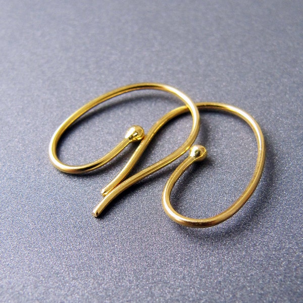 18k Gold Interchangeable Ear Wires • 19x13.50mm • Heavy 0.9mm Wire • Solid 18 Carat Gold • Earrings Hoop Findings • Handmade