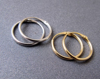 18k Gold Creolen • Einzeln / Paar • 11mm x 1mm • Dünne zierliche Creolen • Massives 18 Karat Gelb- / Weißgold • Minimalistischer Schmuck Nickelfrei