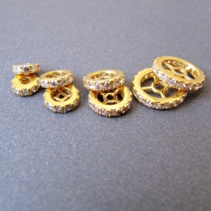 14k Gold Diamond Rondelle Bead • 4mm 5mm 6mm 8mm • Solid 14 Carat Gold • Natural Diamonds • Handmade