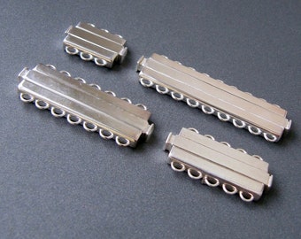 Multi Strand Silberverschluss • 3 4 5 7 8 9 Reihen • Sterling Silber 925 • Box Bar Armband Halskettenverschluss • Modernes zeitgenössisches Design