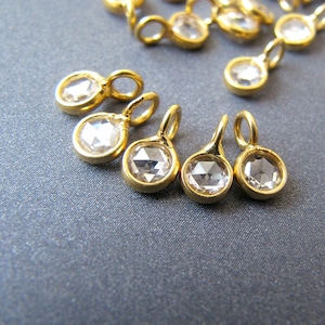 Fine Grade 3.50mm 18k Gold Rustic Diamond Charm • VERY LIGHT CHAMPAGNE Natural Diamond • Solid 18 carat gold • 3.25mm Ring with 2mm Hole