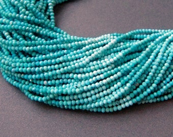 Kingman Turquoise Rondelles • Super TINY 1.80-1.90mm Seed Beads • AAA Micro Faceted • Genuine American • Arizona • Blue green NATURAL colour