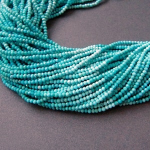 Kingman Turquoise Rondelles • Super TINY 1.80-1.90mm Seed Beads • AAA Micro Faceted • Genuine American • Arizona • Blue green NATURAL colour