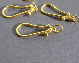 Cierre de gancho grande de oro de 18k • Gancho de 19 x 8 mm • Alambre grueso de 1 mm • Anilla cerrada de 5 x 0,70 mm • Oro macizo de 18 quilates