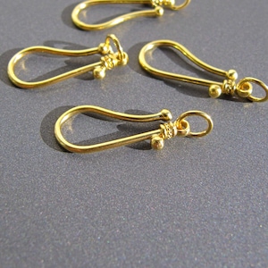 18k Gold Large Hook Clasp • 19x8mm Hook • Thick 1mm Wire • 5x0.70mm Closed Jump Ring • Solid 18 Carat Gold