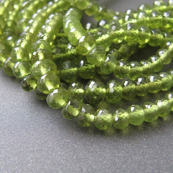 Rondelle vesuvianite • 2.75-3-4.50mm • AAA micro sfaccettata • Perle naturali di pietre preziose autentiche • Verde militare kaki • Vessonite