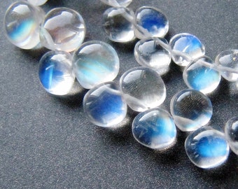 Rainbow moonstone hearts • 4-6mm • SUPERB AAA++ smooth polished • Clear transparent • Strong blue fire / adularescence • Personal Favourite
