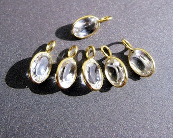 White Topaz Charm, 18k Gold Charm, Handmade Charm Pendant