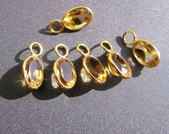 18k Gold Citrine Charm for Earrings • 6x4mm Natural Gemstone • 3mm Ring with 2.2mm Hole • Solid 18 Carat Gold • November Birthstone