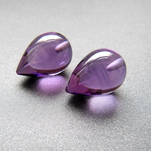 Lavender Amethyst tear drops • Chubby 12.50x8.50mm • Half drilled • AAA+ smooth • Matching Pair • Upside down acorn drops • Natural gemstone