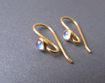 Ganchos para pendientes de piedra lunar arcoíris • Plata/Oro vermeil • 3 mm/4 mm redondos • Cierre de gancho abierto • Envío sin aranceles a EE. UU.