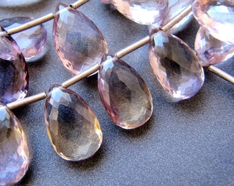 Ametrine flat pear drops • 12-14.5x8.50mm • Pairs • AAA micro faceted briolettes • Natural gemstone • Pale purple champagne Amethyst Citrine