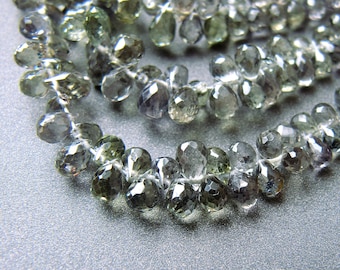 Moss green Sapphire teardrops • Tiny 2.50-4.25mm • Gem AAA micro faceted drop briolettes • Natural genuine gemstone • Good clarity